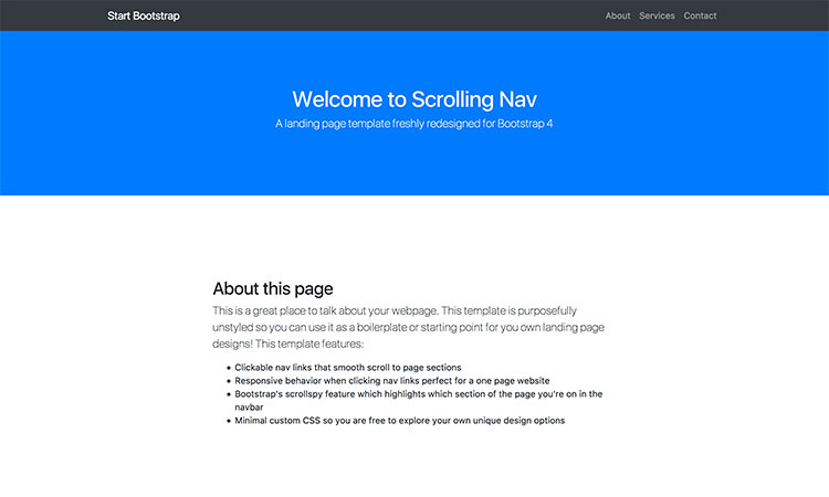 Bootstrap Smooth Scrolling Navigation jQuery