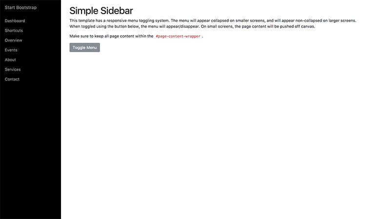 Bootstrap Sidebar Navigation Template